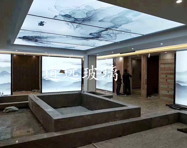 夾絲山水畫玻璃016